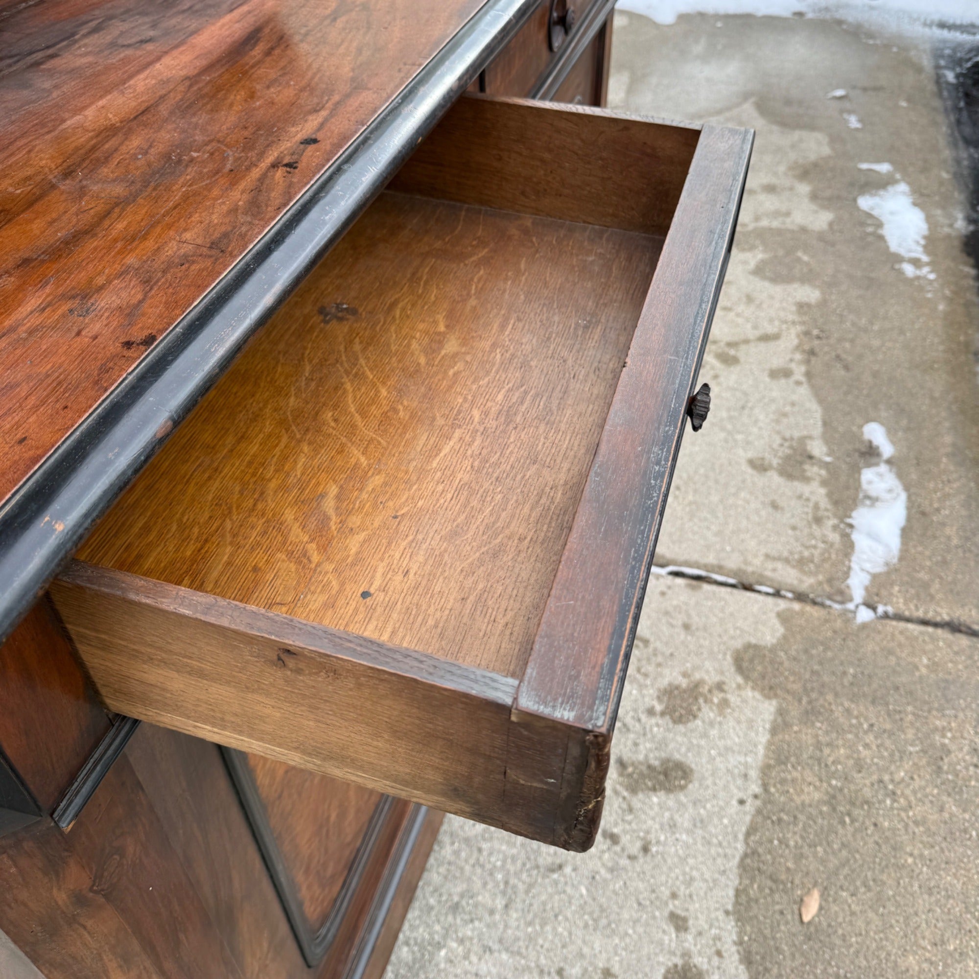 Antique French Burl Walnut Grouse Buffet Sideboard Hunter Grouse / Bird Motif