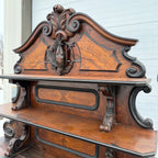 Antique French Burl Walnut Grouse Buffet Sideboard Hunter Grouse / Bird Motif