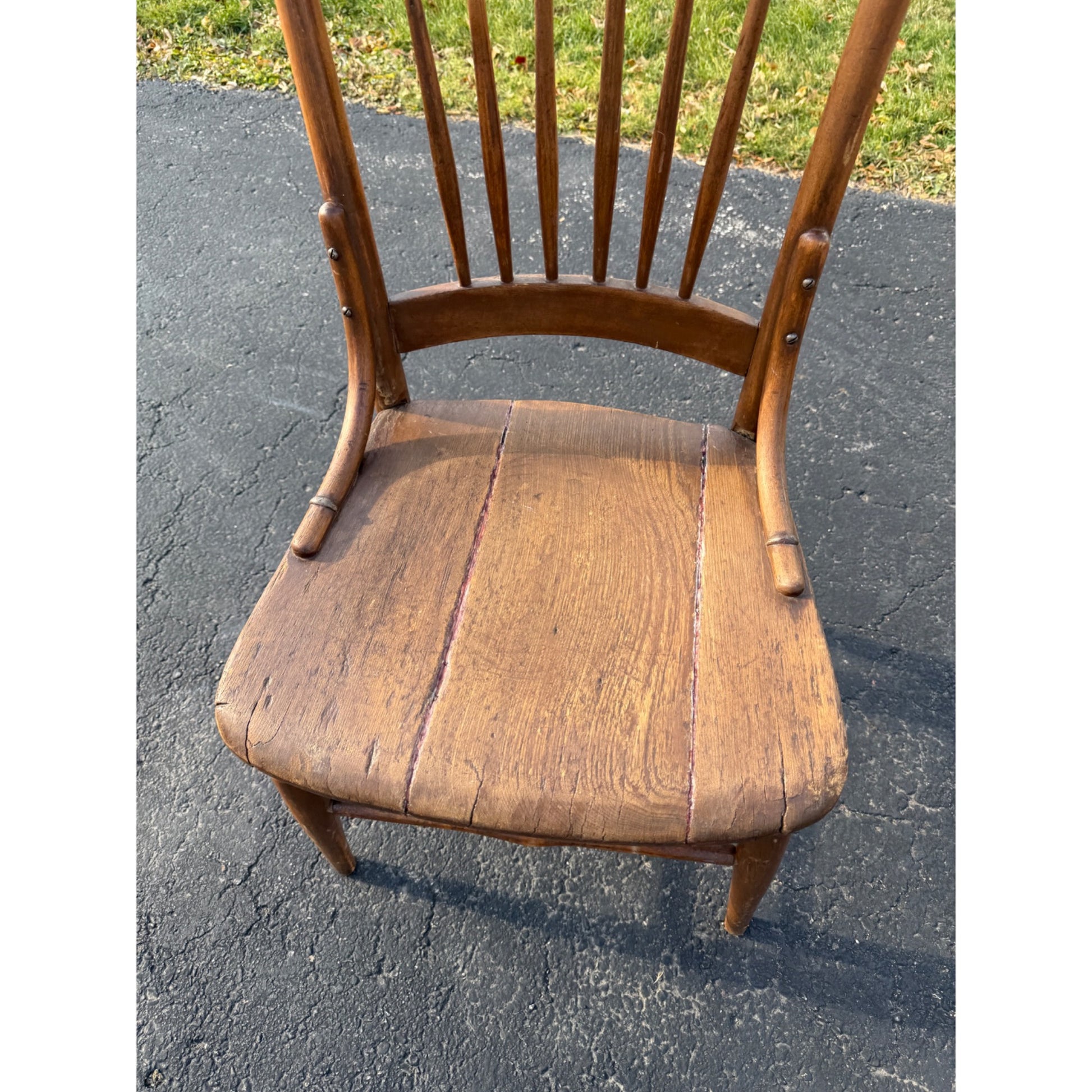 RARE Vintage Fred Miller Brewing Co. Oak Tavern Saloon Bar Chair Milwaukee Wis