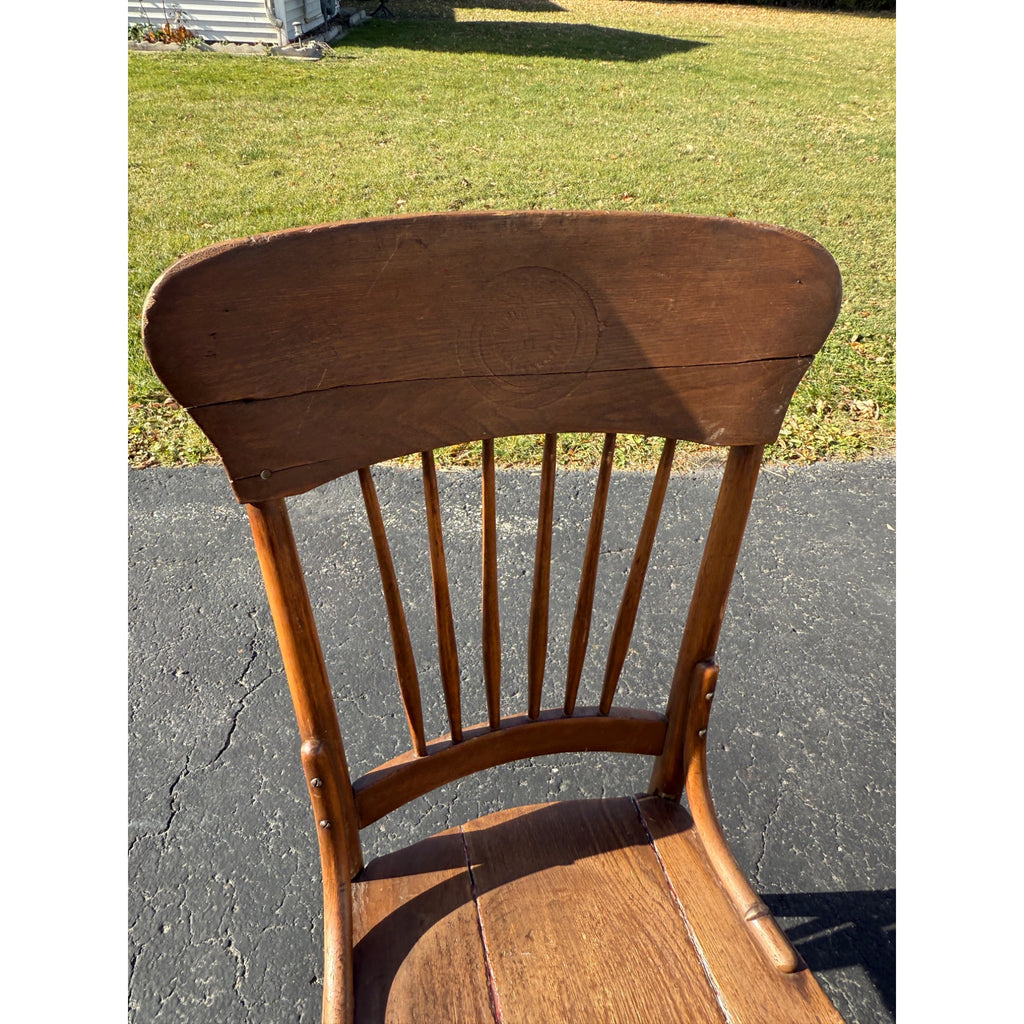 RARE Vintage Fred Miller Brewing Co. Oak Tavern Saloon Bar Chair Milwaukee Wis