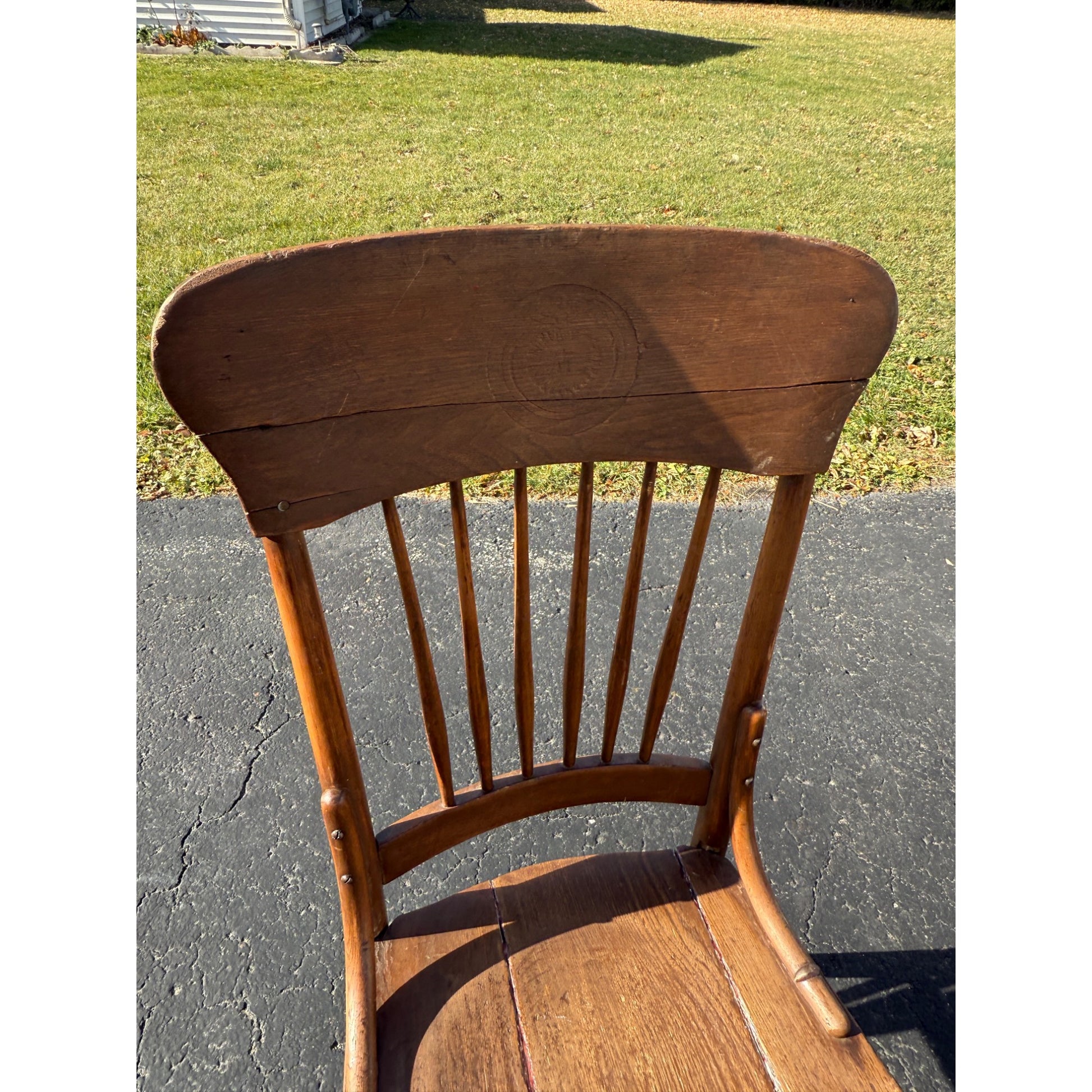 RARE Vintage Fred Miller Brewing Co. Oak Tavern Saloon Bar Chair Milwaukee Wis