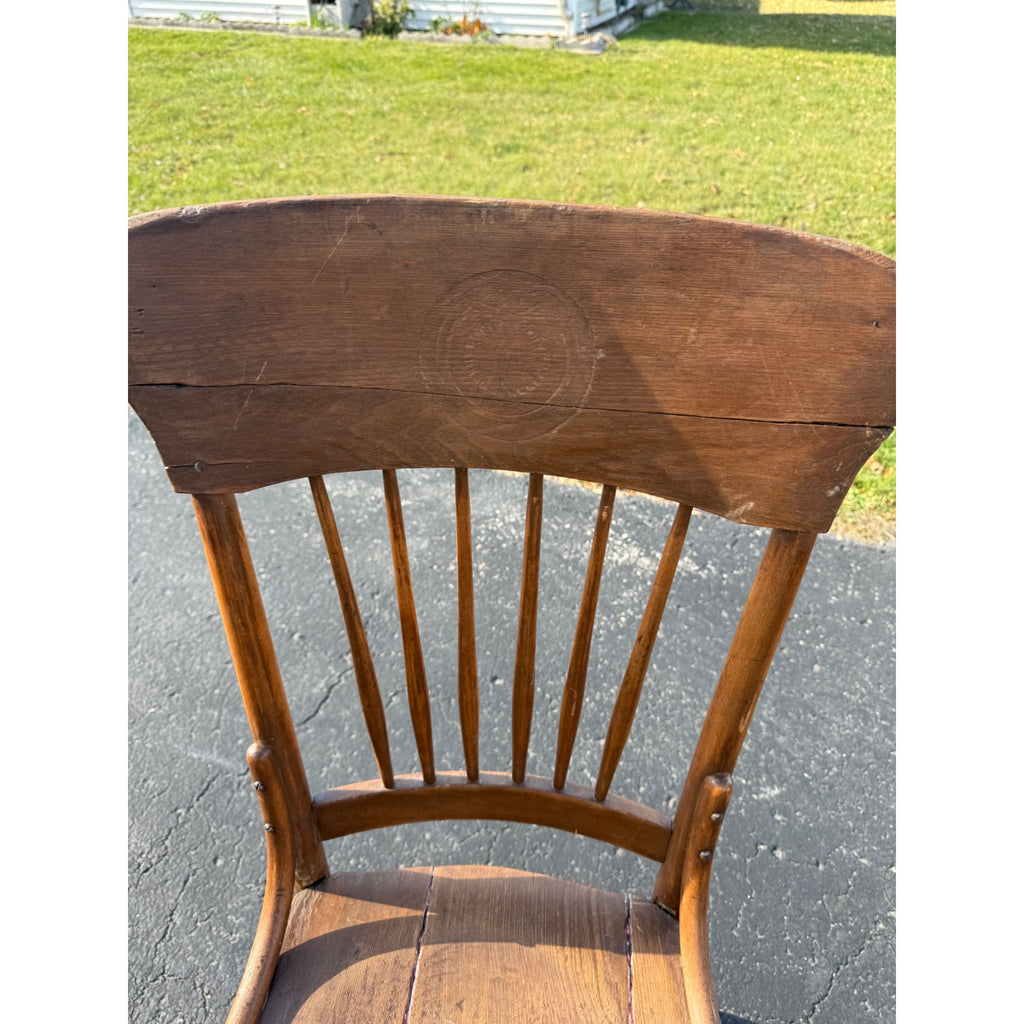 RARE Vintage Fred Miller Brewing Co. Oak Tavern Saloon Bar Chair Milwaukee Wis