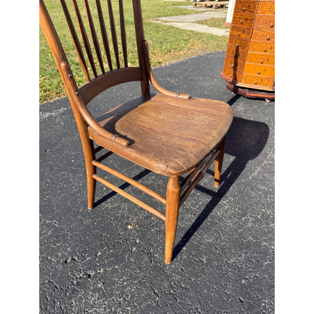 RARE Vintage Fred Miller Brewing Co. Oak Tavern Saloon Bar Chair Milwaukee Wis