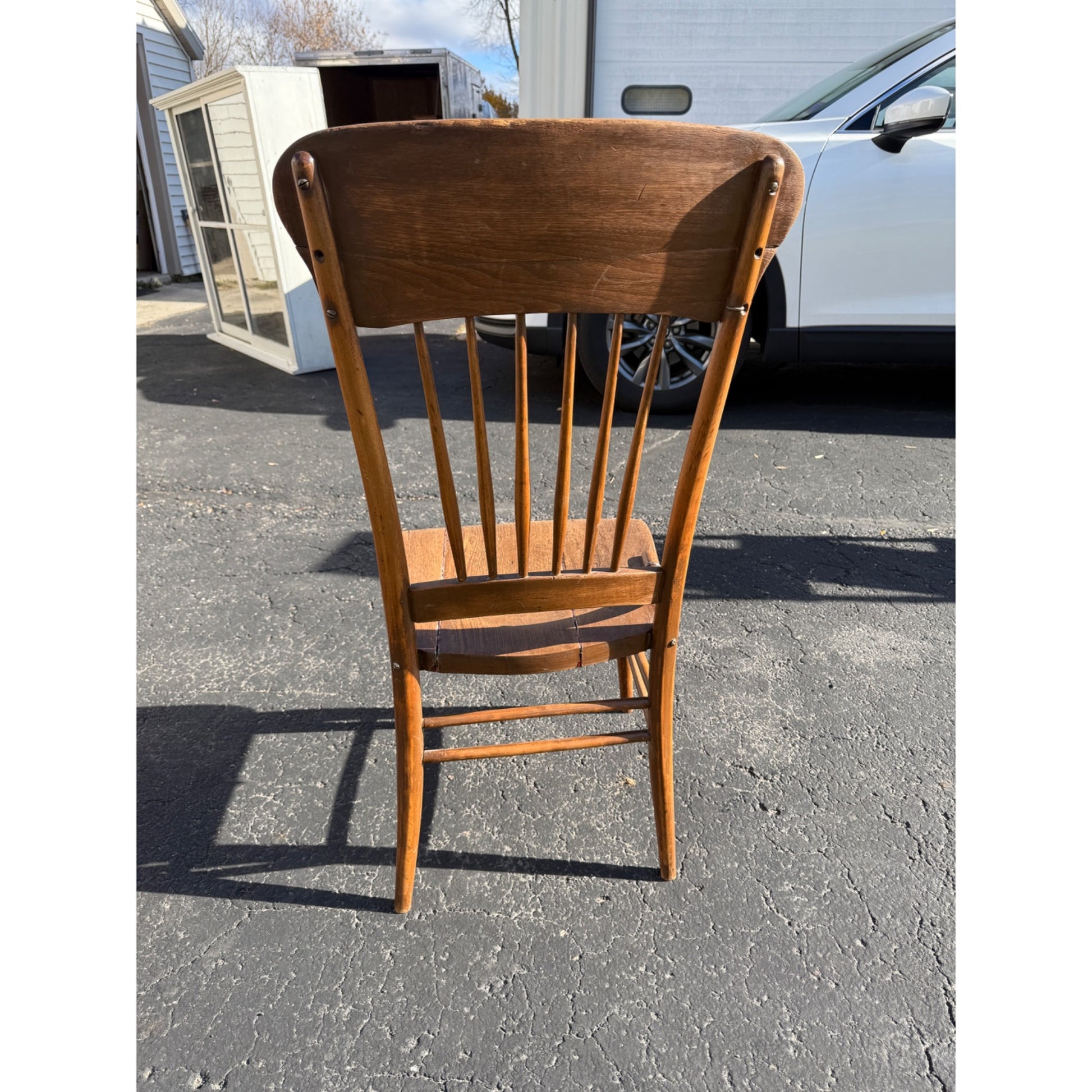 RARE Vintage Fred Miller Brewing Co. Oak Tavern Saloon Bar Chair Milwaukee Wis