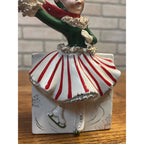 RARE Vintage 1950s Relpo Christmas Girl Skating Planter A868 w/ Spaghetti Trim