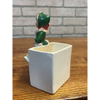 RARE Vintage 1950s Relpo Christmas Girl Skating Planter A868 w/ Spaghetti Trim