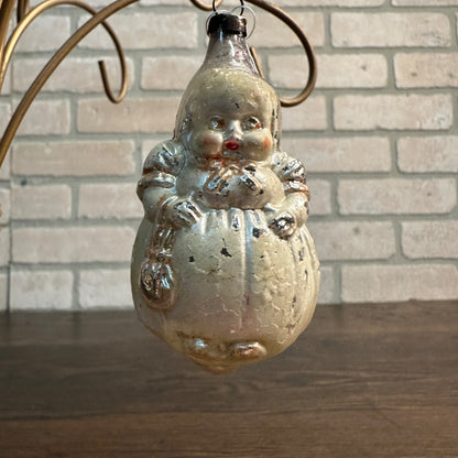 Antique Victorian Baby Mercury Glass Christmas Ornament 3" Baby Doll