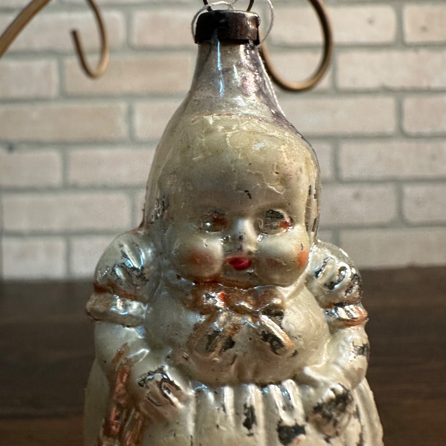 Antique Victorian Baby Mercury Glass Christmas Ornament 3" Baby Doll