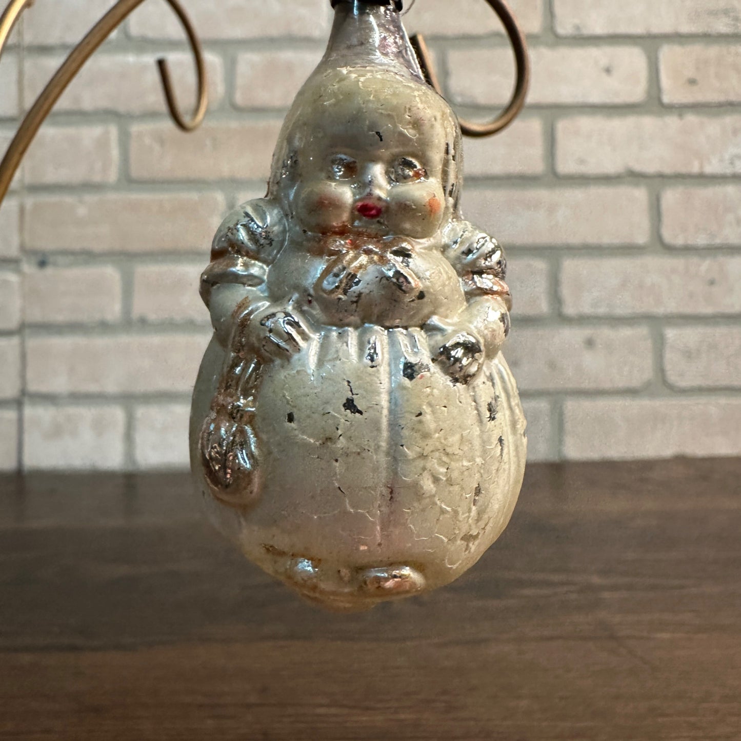 Antique Victorian Baby Mercury Glass Christmas Ornament 3" Baby Doll