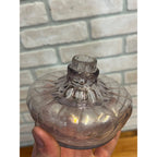 Antique 1895 Purple Font Miniature Glow Night Lamp Fairy w/ Milk Glass Chimney