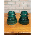Vintage Aqua Teal Blue Hemingray No. 42 Glass Insulator Set of 2
