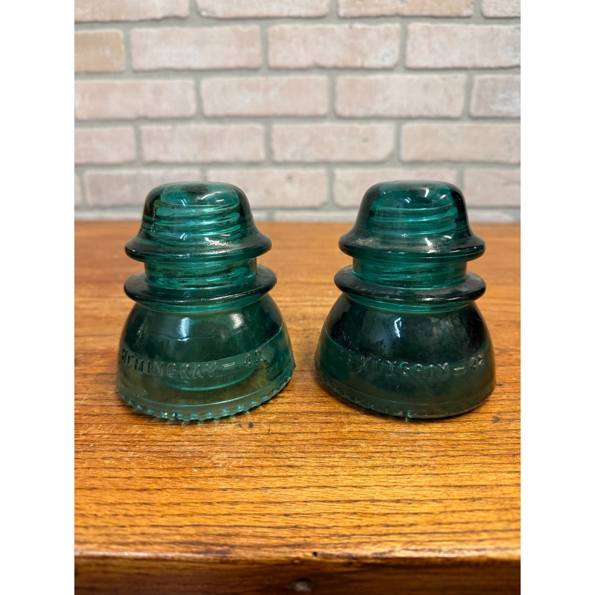 Vintage Aqua Teal Blue Hemingray No. 42 Glass Insulator Set of 2