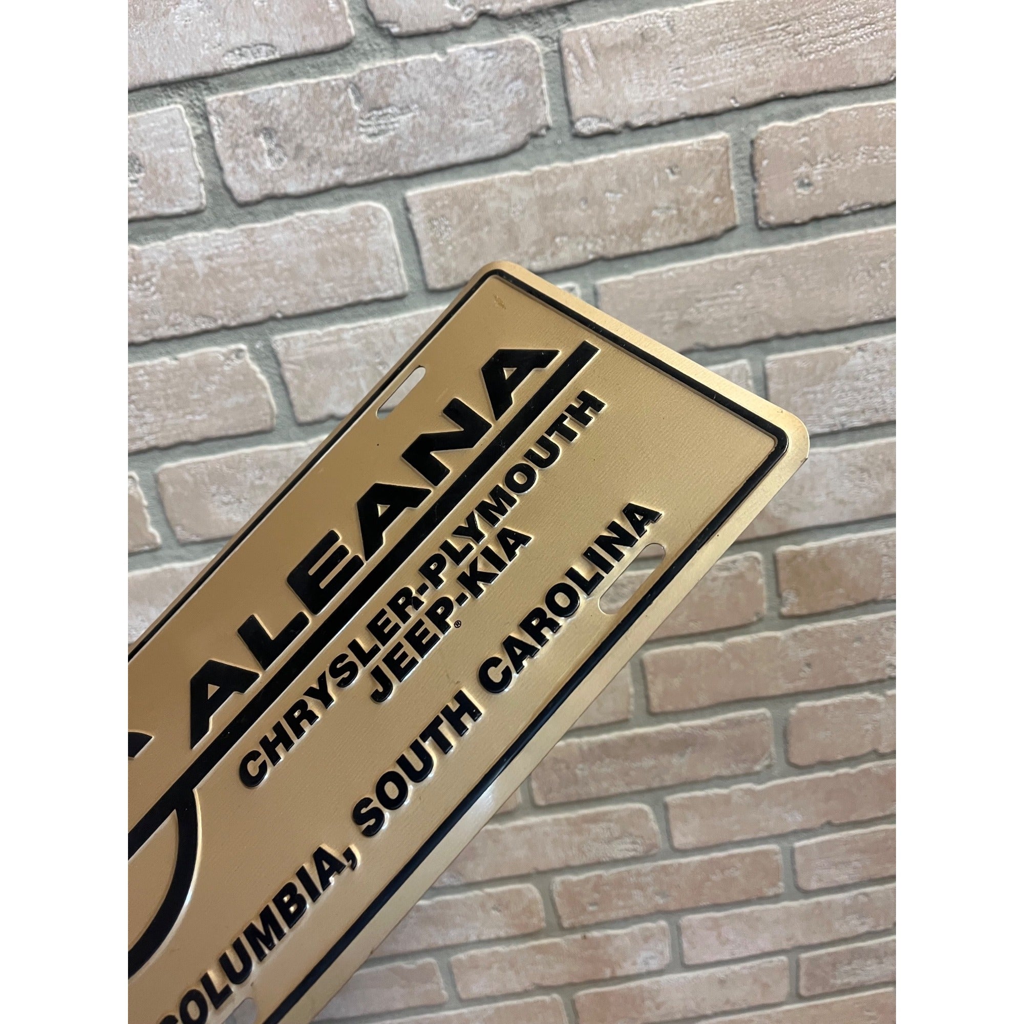 Vintage Chrysler Jeep Plymouth Dealer Metal Booster License Plate Columbia SC