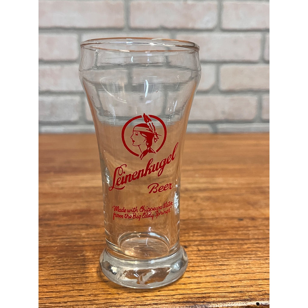 Vintage J. Leinenkugel Brewing Co. Mini Pilsner Glass Indian Maiden Logo Chippewa Falls, WI