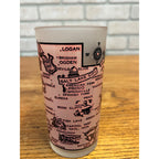 Vintage Frosted State Drinking Glass Utah Hazel Atlas Map and Attractions Mormon