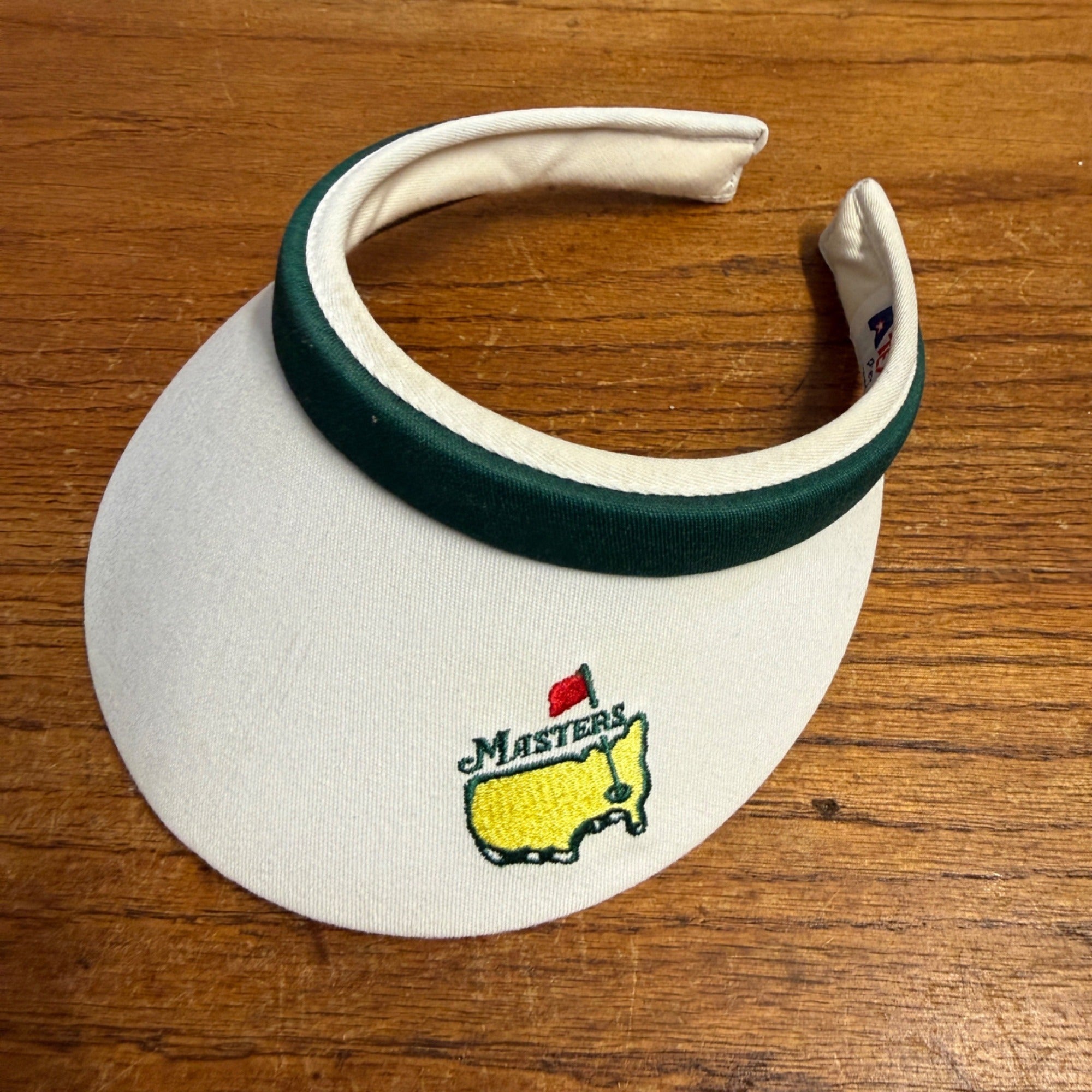 Vintage PGA Masters Golf Tournament Visor Hat Texace White and Green