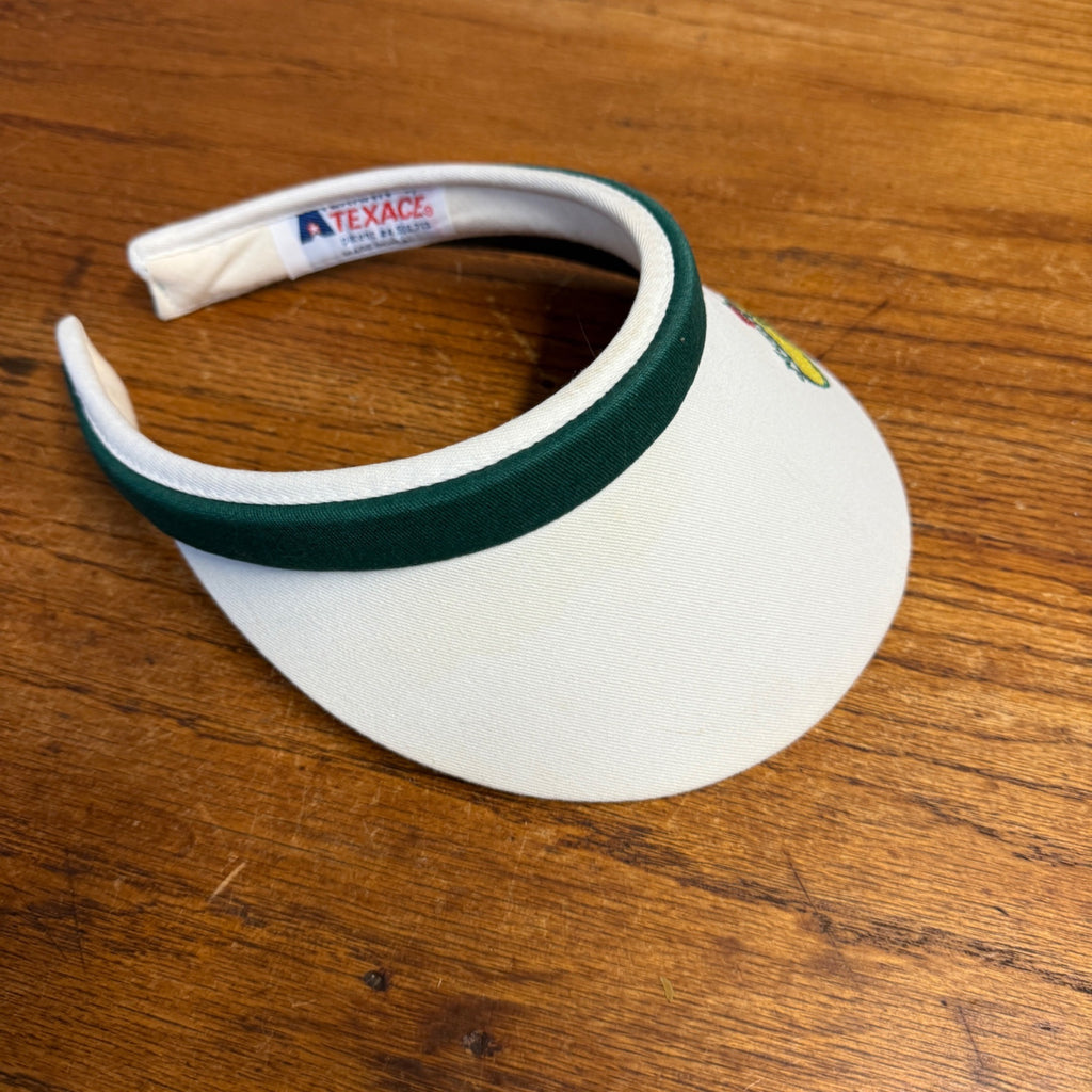 Vintage PGA Masters Golf Tournament Visor Hat Texace White and Green