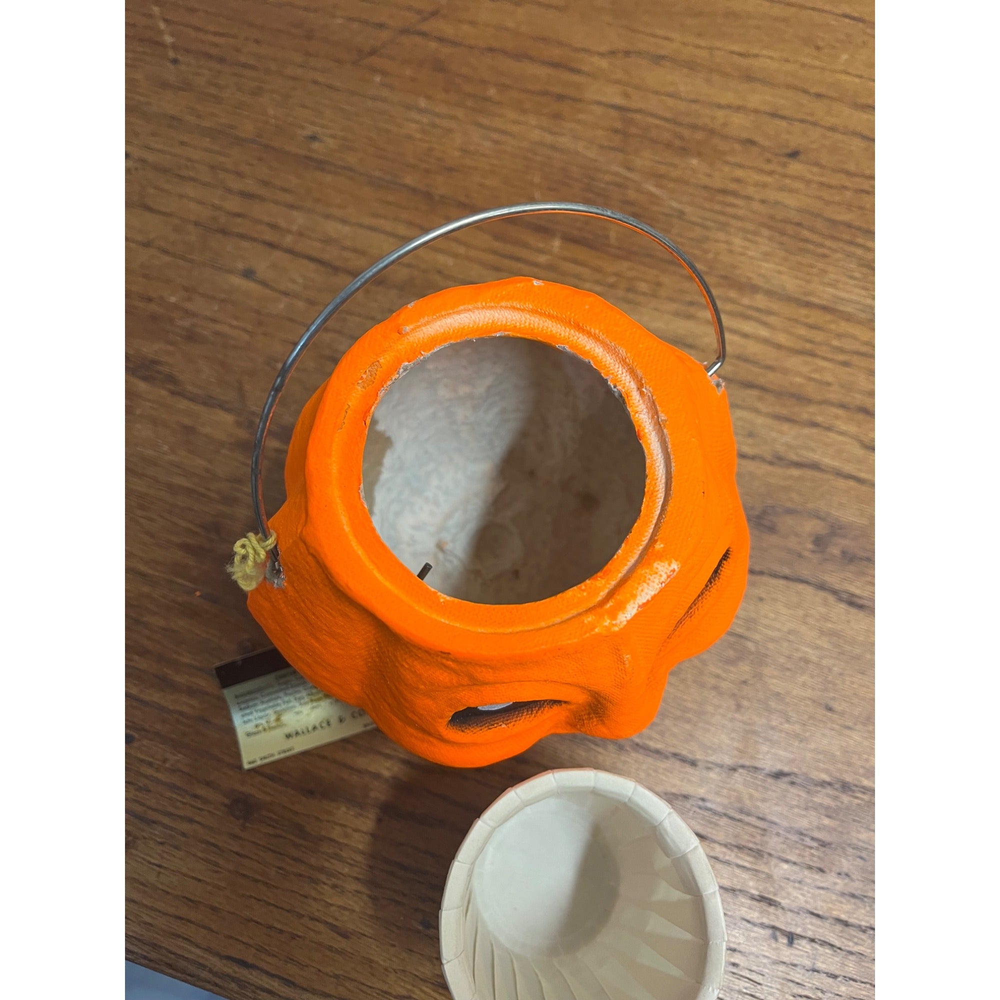 Vintage Halloween 5" Jack O' Lantern JOL Snack Nut Cup Pulp Paper Mache