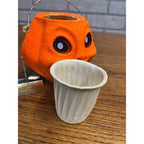 Vintage Halloween 5" Jack O' Lantern JOL Snack Nut Cup Pulp Paper Mache