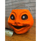 Vintage Halloween 5" Jack O' Lantern JOL Snack Nut Cup Pulp Paper Mache