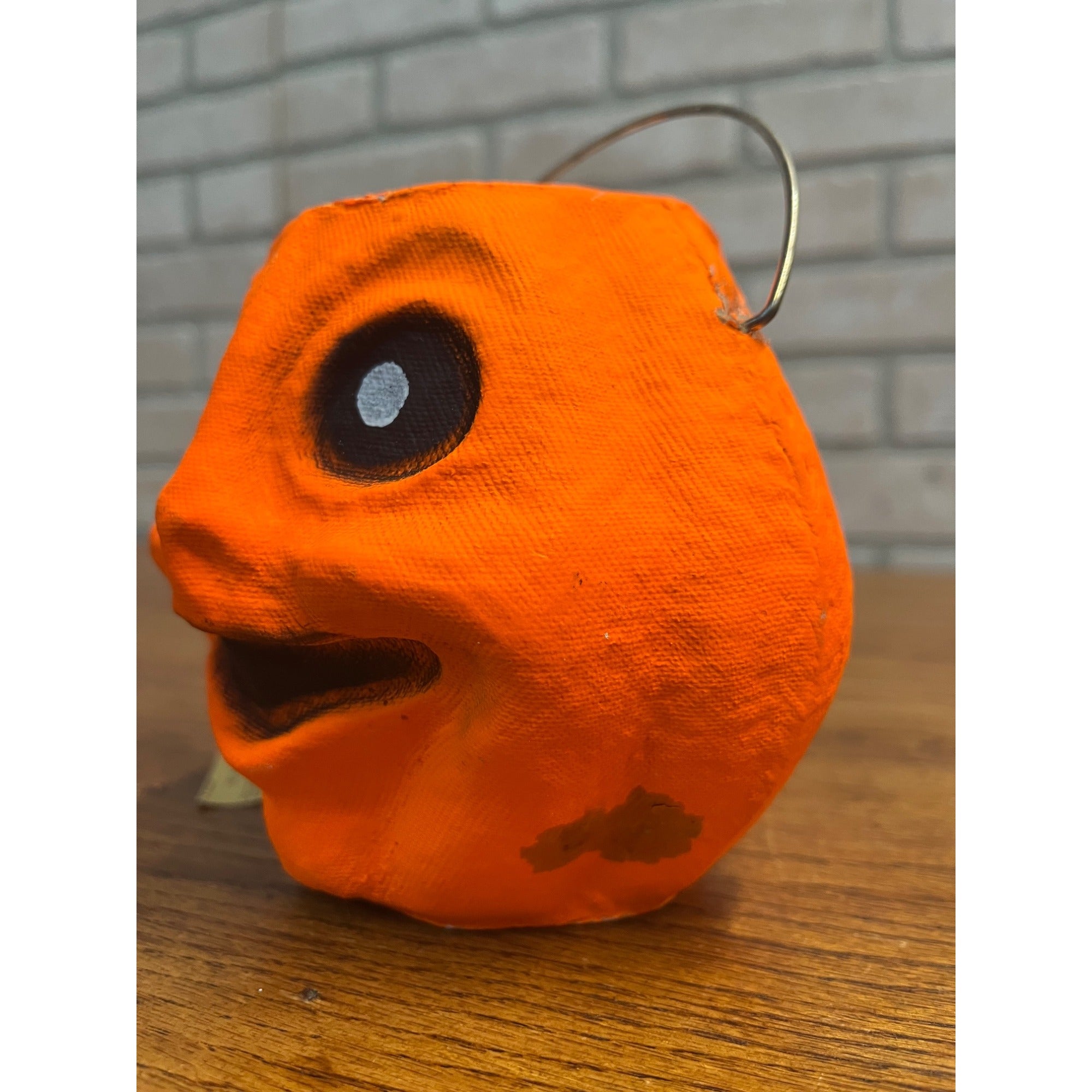 Vintage Halloween 5" Jack O' Lantern JOL Snack Nut Cup Pulp Paper Mache