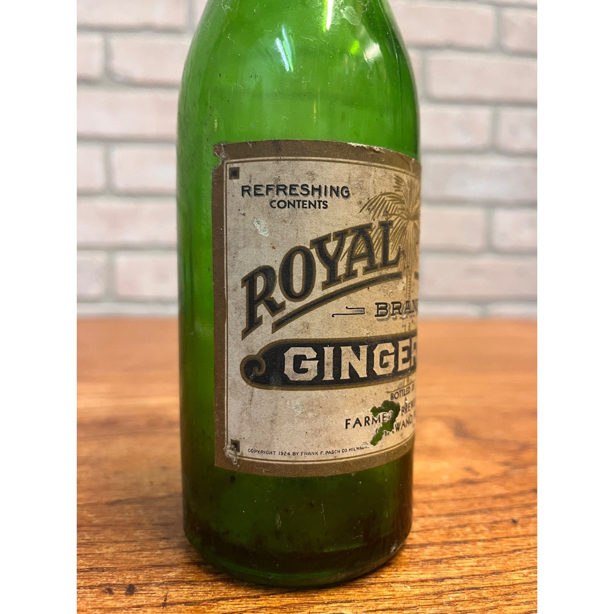RARE Vintage Farmers Brewing Co. Shawano Wisconsin Royal Palm Ginger Ale Bottle