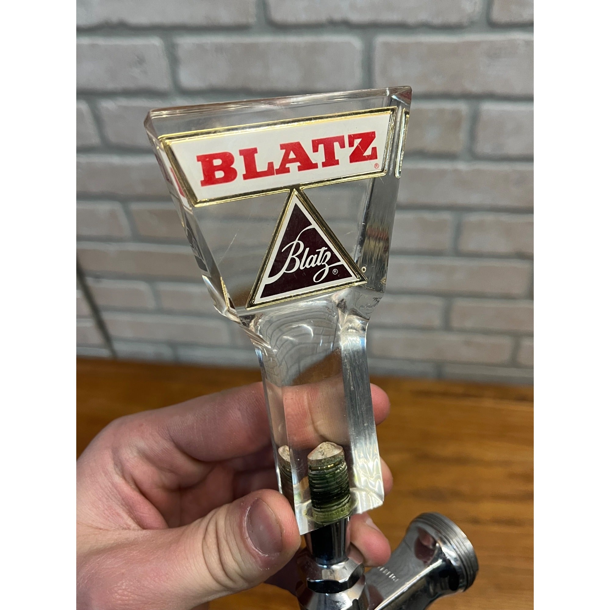 Vintage Blatz Beer Keg Tapper & Handle Clear Acrylic Milwaukee Advertising Wis