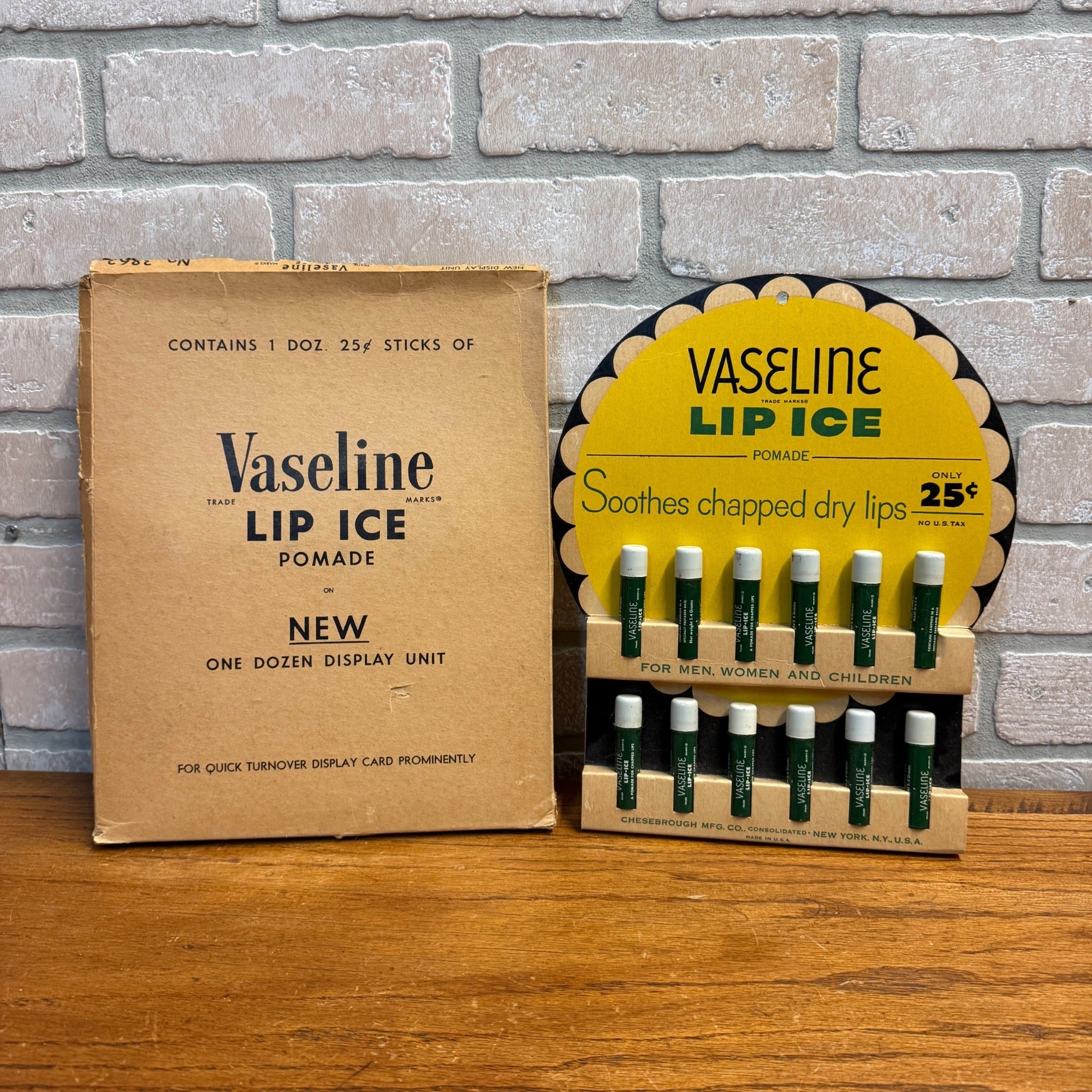 Vintage 1950s Vaseline Lip Ice Balm Drug Store Advertising Sign Store Display