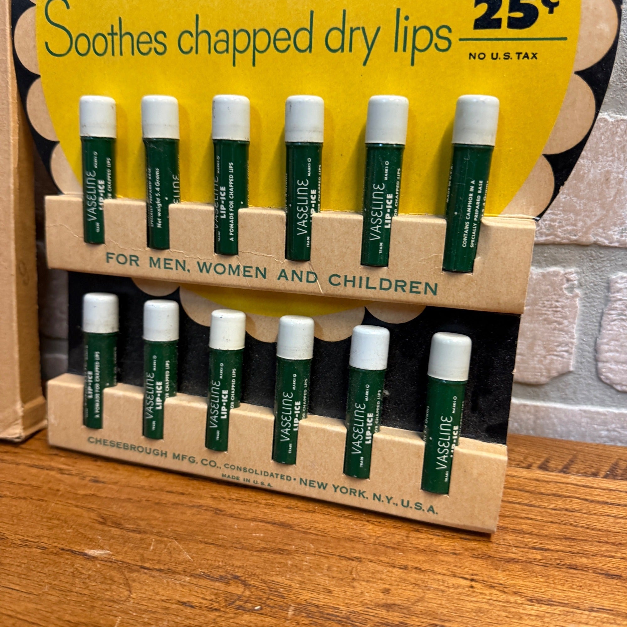 Vintage 1950s Vaseline Lip Ice Balm Drug Store Advertising Sign Store Display