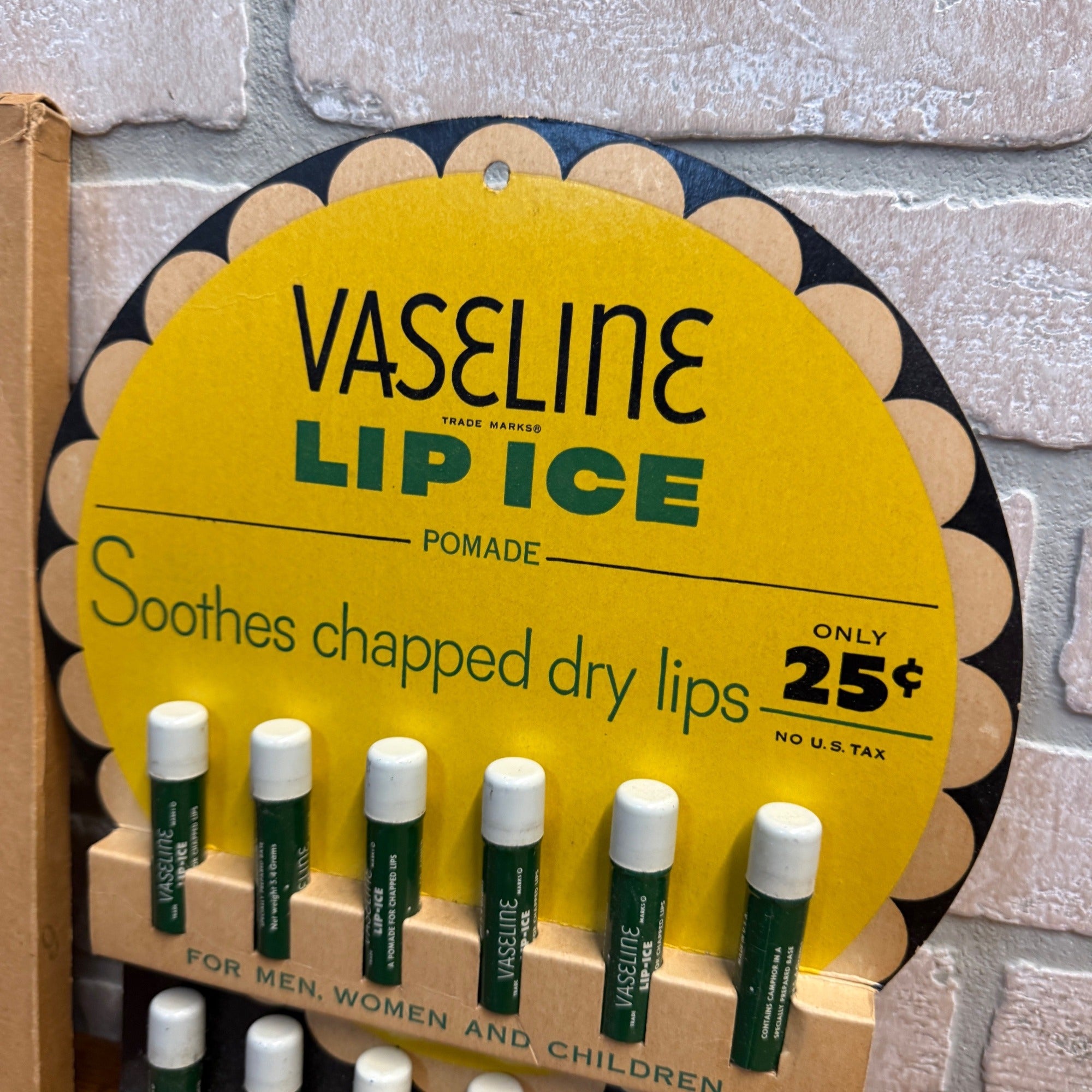 Vintage 1950s Vaseline Lip Ice Balm Drug Store Advertising Sign Store Display