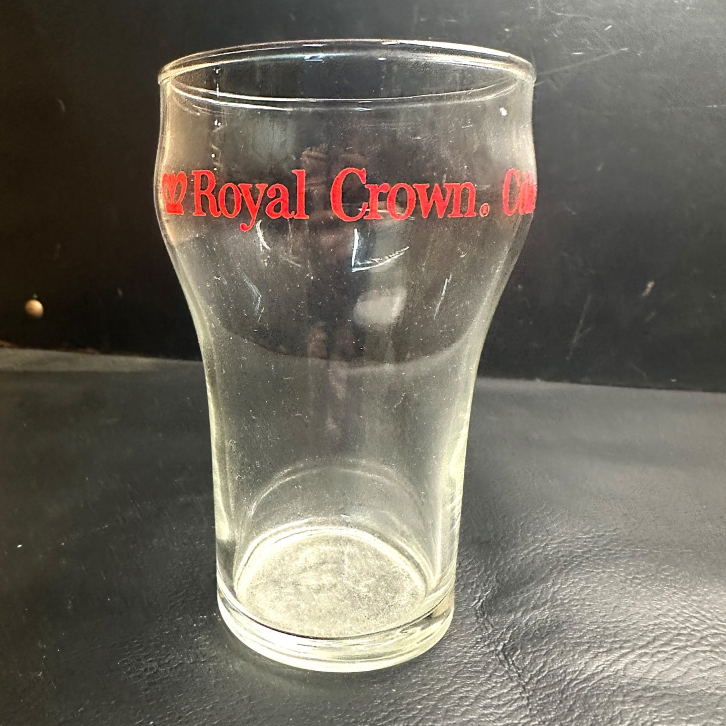 Vintage Royal Crown Cola Curved Body Soda Fountain Glass Advertising