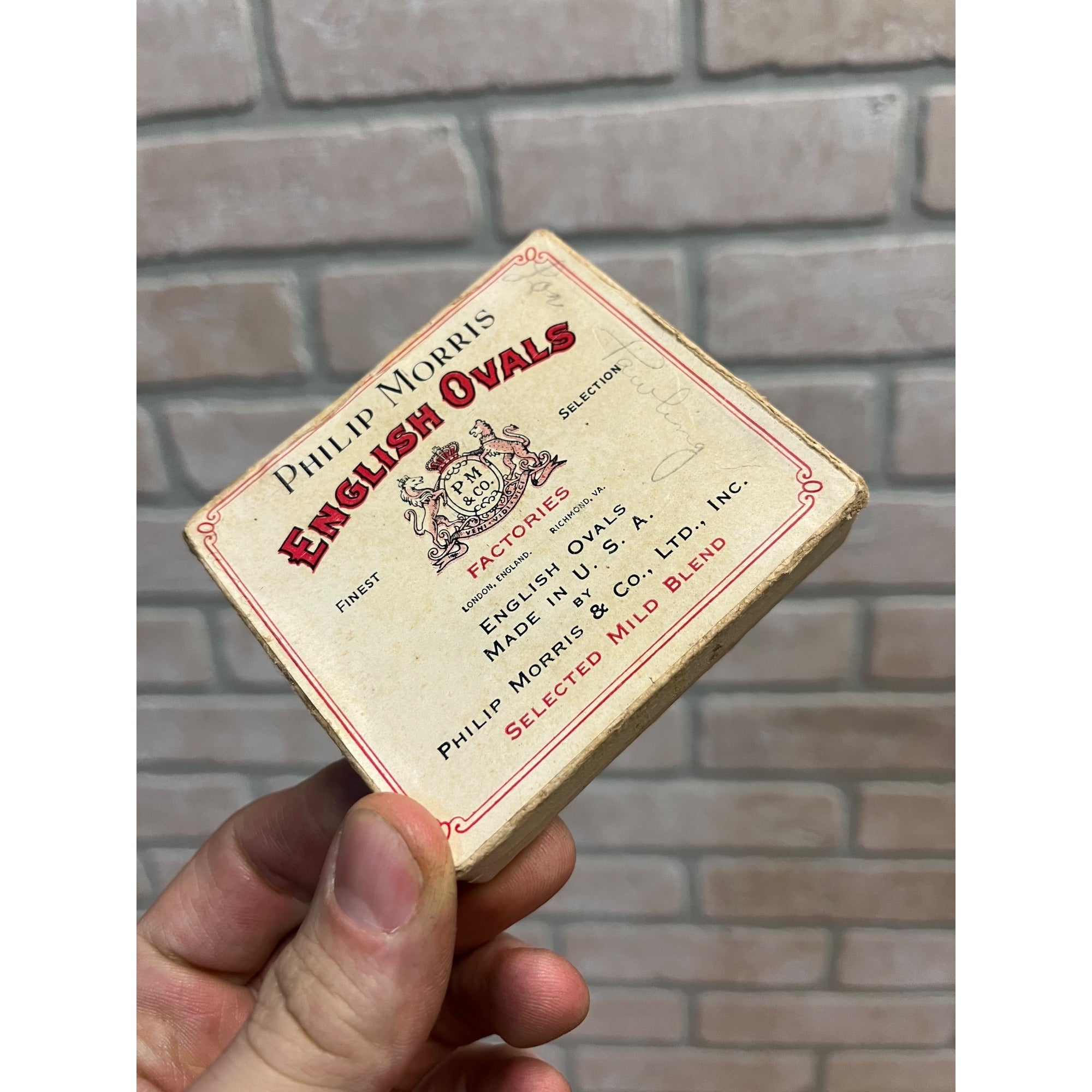 Antique Philip Morris English Ovals Cigarette Box Tobacco  Vintage Empty