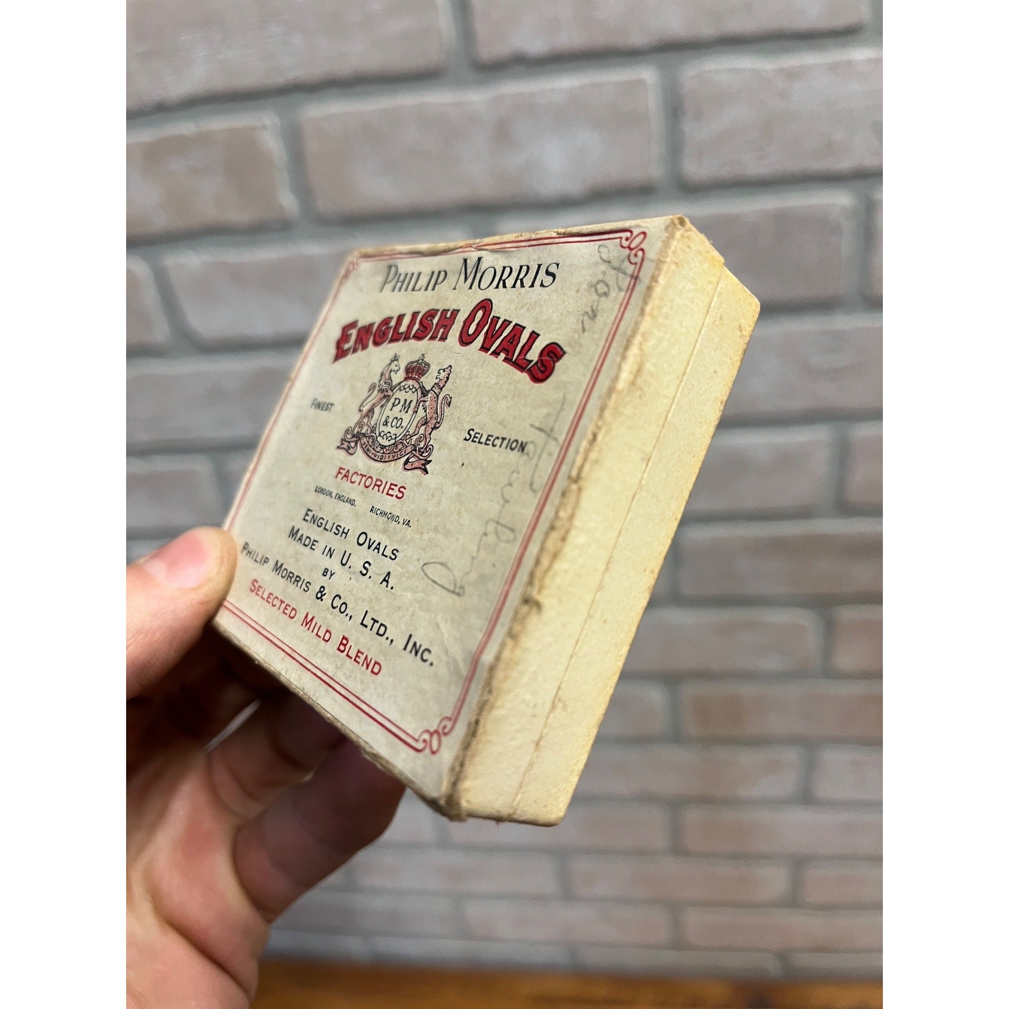 Antique Philip Morris English Ovals Cigarette Box Tobacco  Vintage Empty