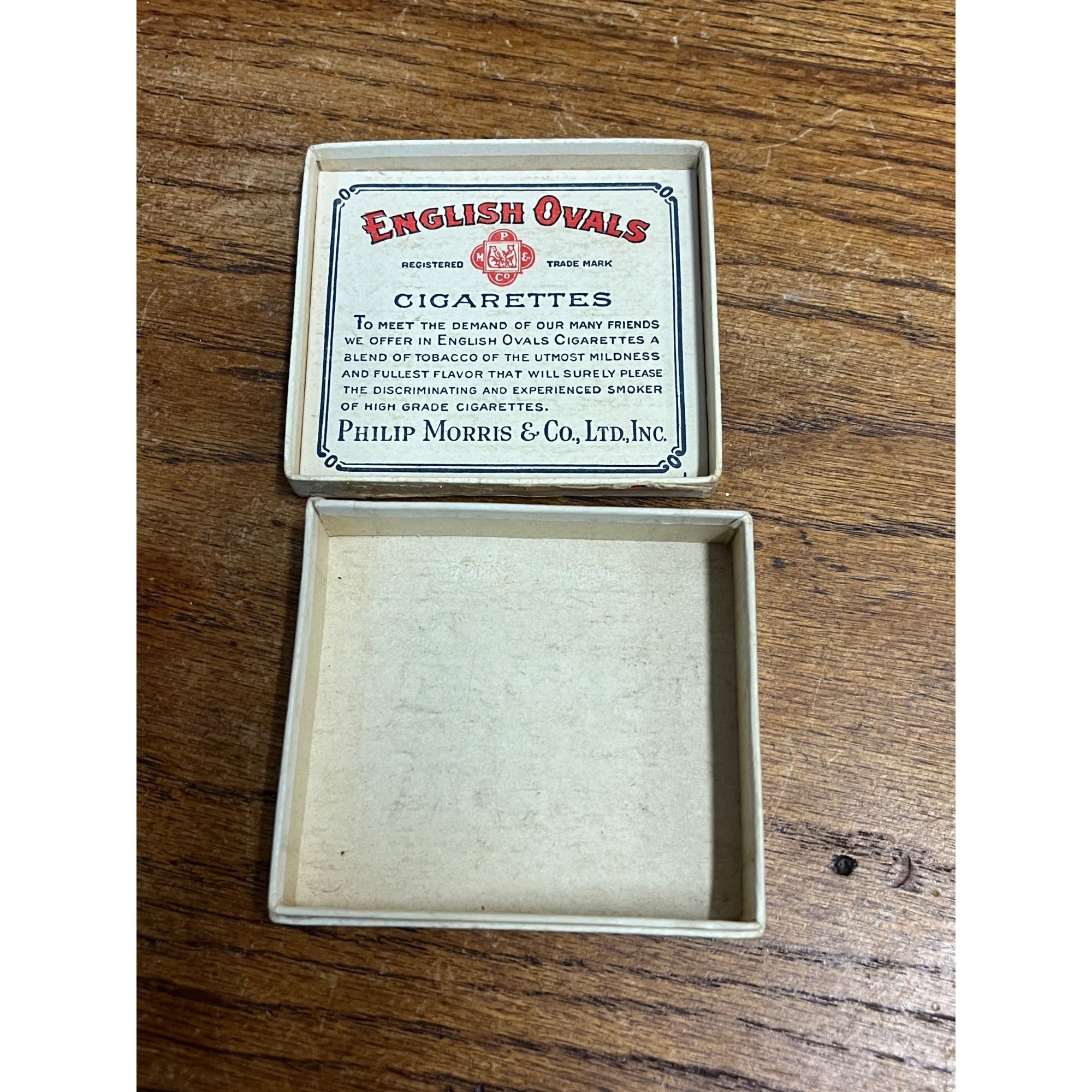 Antique Philip Morris English Ovals Cigarette Box Tobacco  Vintage Empty