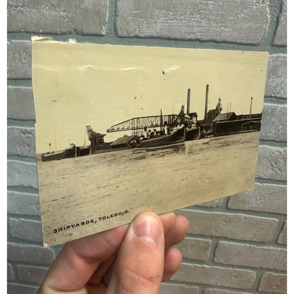 Vintage Shipyards Toldeo OH Ohio Postcard 1909 RPPC Real Photo