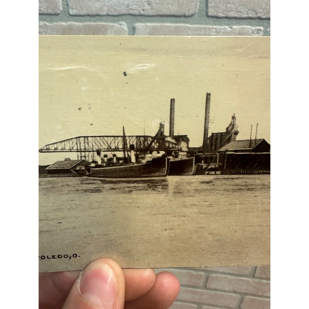Vintage Shipyards Toldeo OH Ohio Postcard 1909 RPPC Real Photo