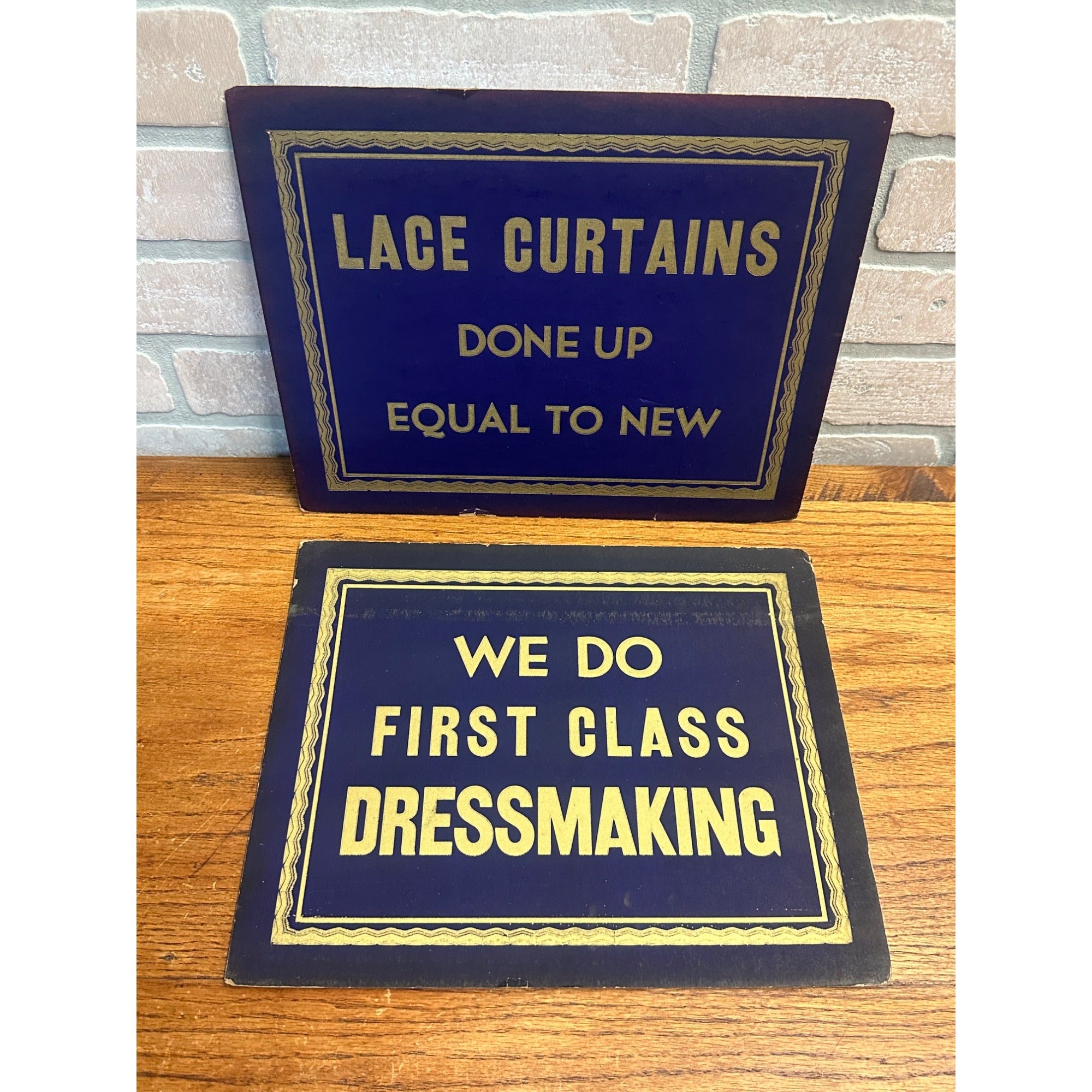 Vintage 1930s Dressmaking Store Display Window Cardboard Signs Lot (2)
