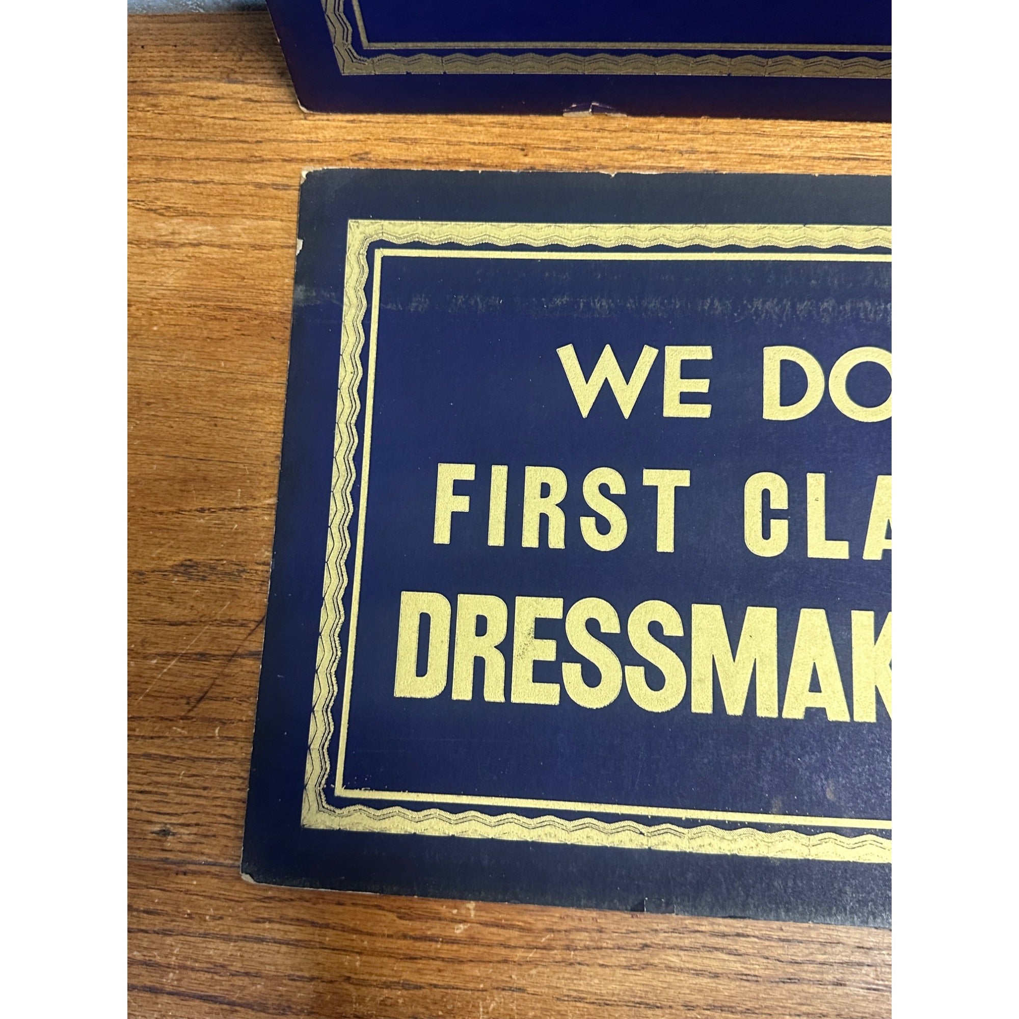 Vintage 1930s Dressmaking Store Display Window Cardboard Signs Lot (2)