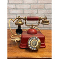Vintage Telephone Rotary Phone Model D0-8 Victorian Style Brass - Japan - Red