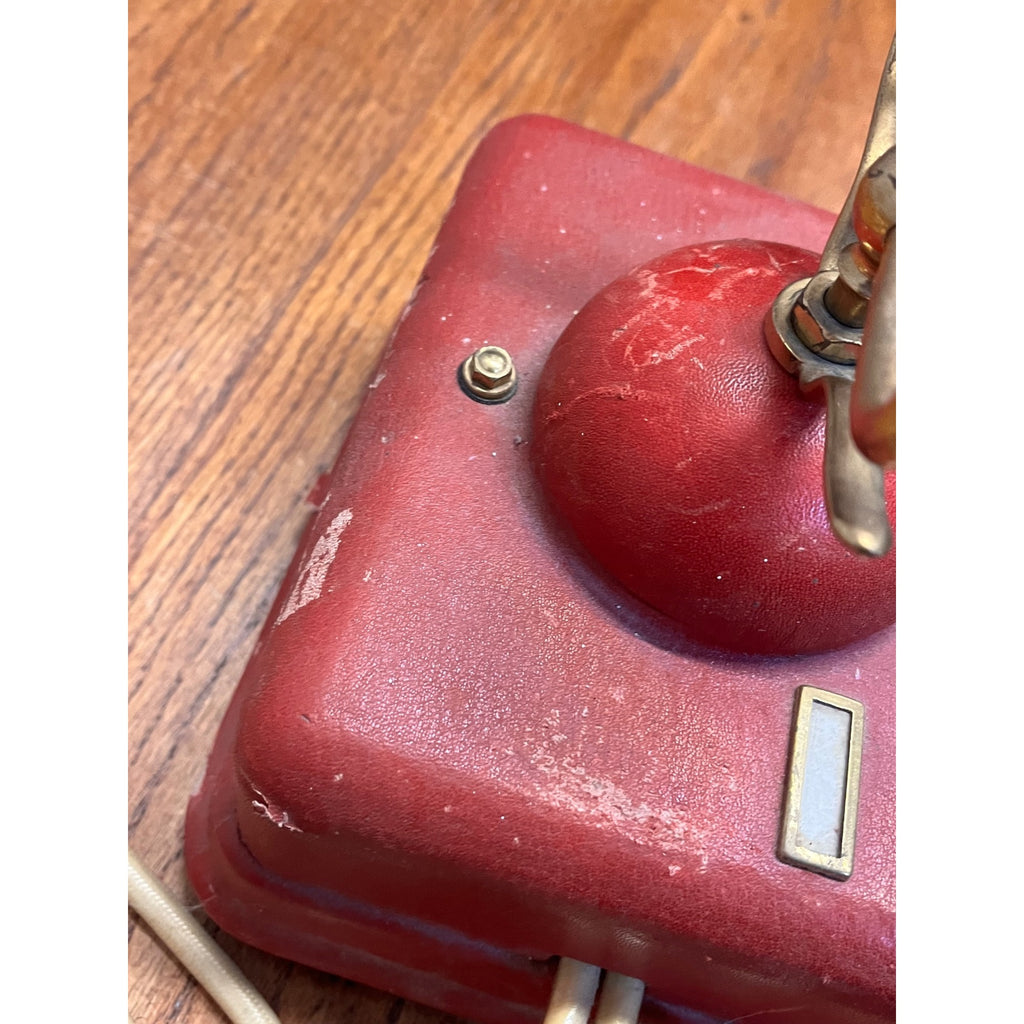 Vintage Telephone Rotary Phone Model D0-8 Victorian Style Brass - Japan - Red
