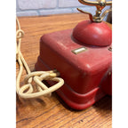 Vintage Telephone Rotary Phone Model D0-8 Victorian Style Brass - Japan - Red