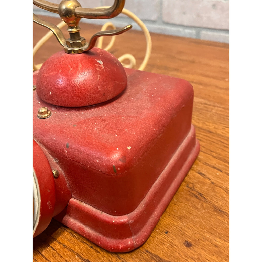 Vintage Telephone Rotary Phone Model D0-8 Victorian Style Brass - Japan - Red