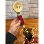 Vintage Telephone Rotary Phone Model D0-8 Victorian Style Brass - Japan - Red