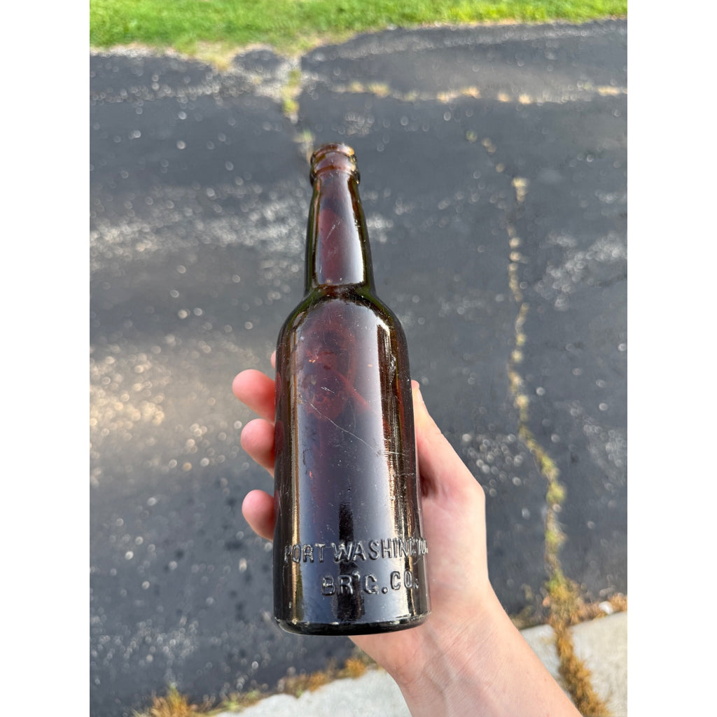 1910s Port Washington Wisconsin Amber Beer Bottle Embossed Brewing Co