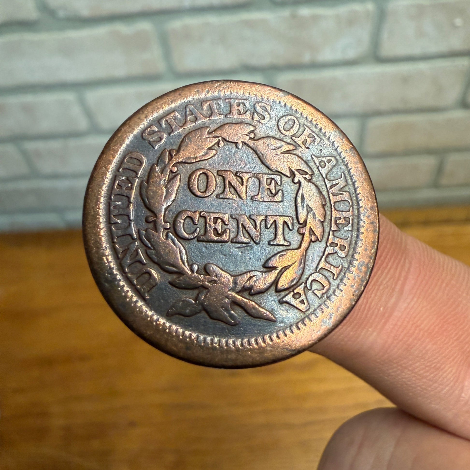 1847 Large Cent United States Penny Coin Cleaned Circulated