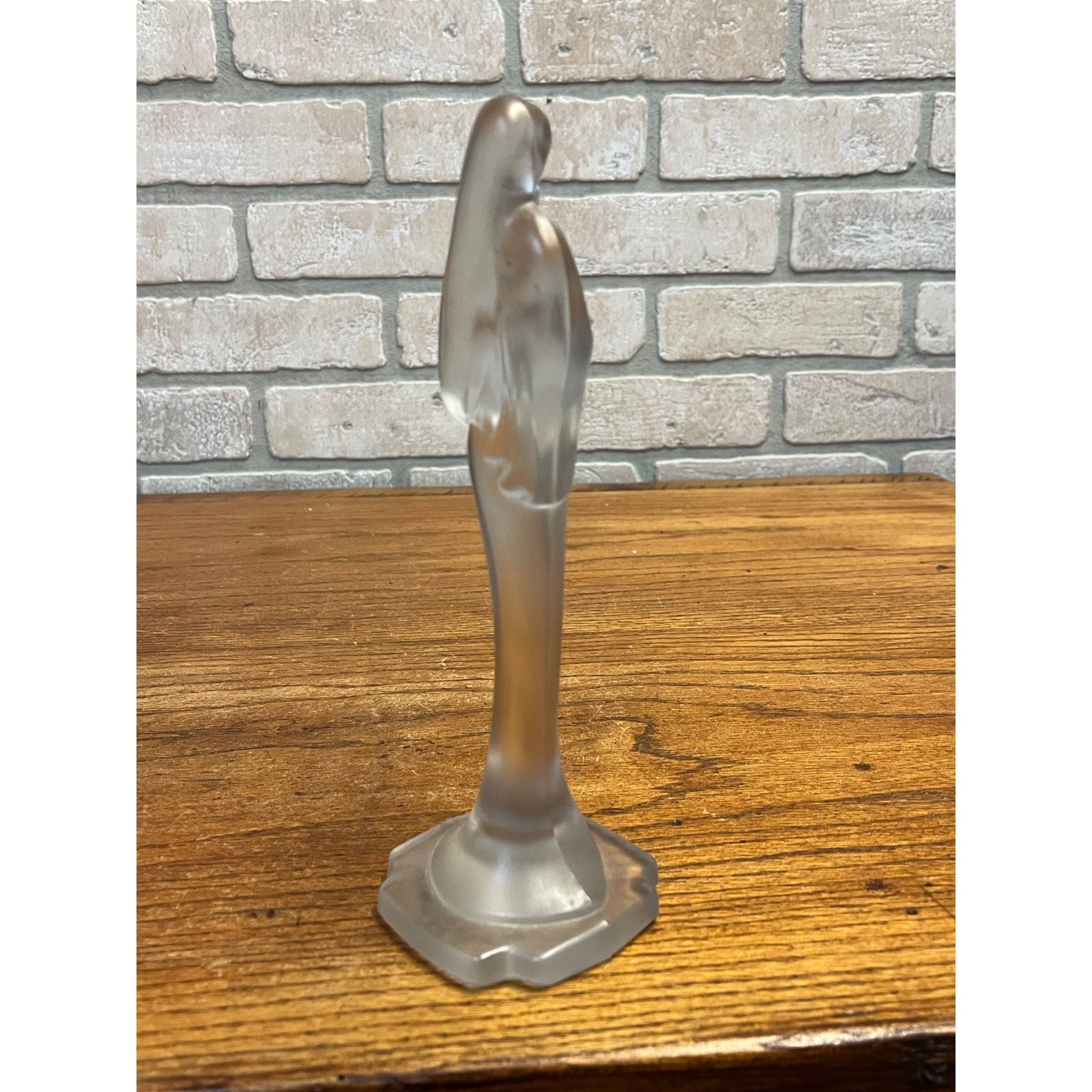 Vintage Madonna Frosted Glass Figurine Statue Heisey Imperial Glass Religious