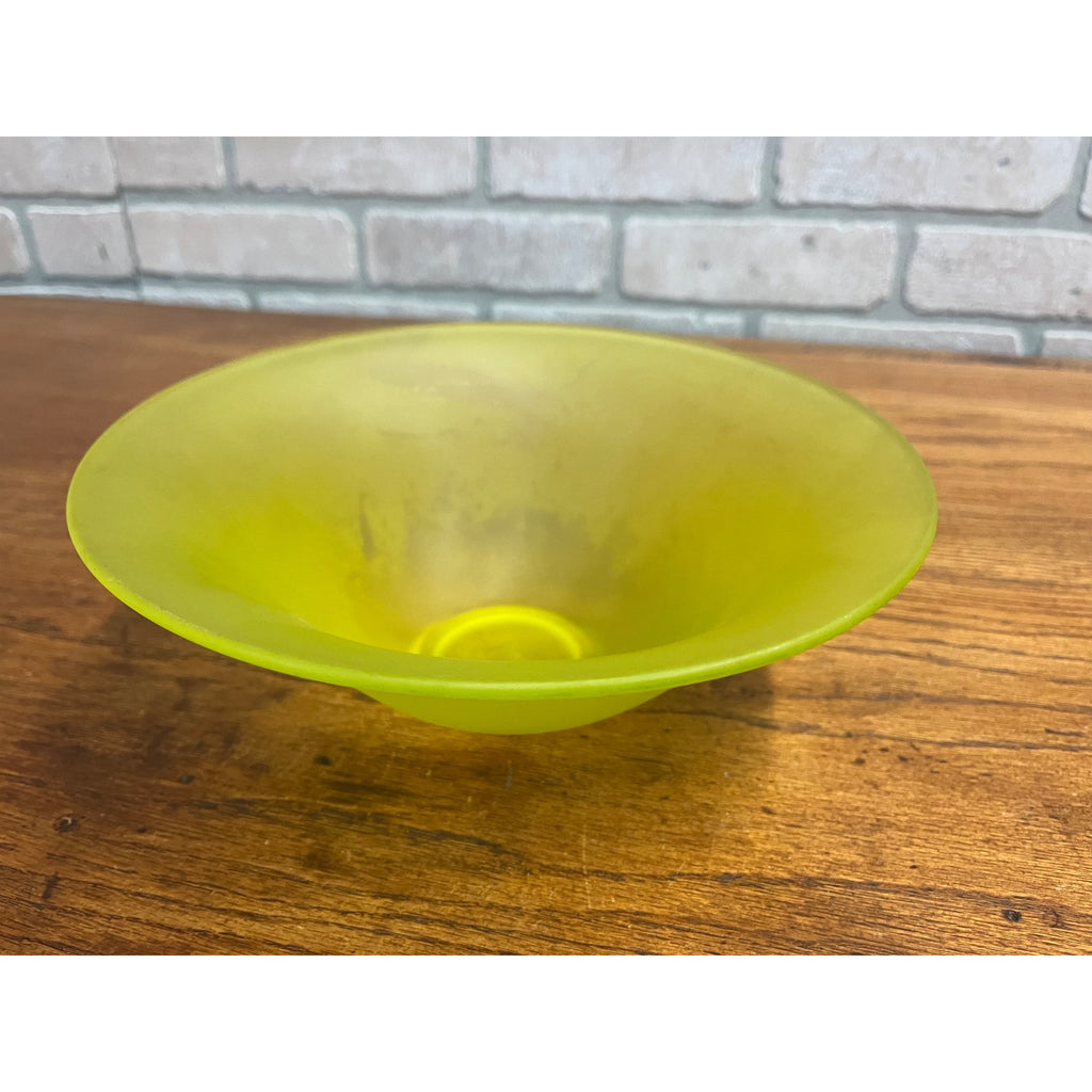 Vintage Tiffin Glass Co Canary Yellow Satin Frosted Uranium 9.25" Bowl