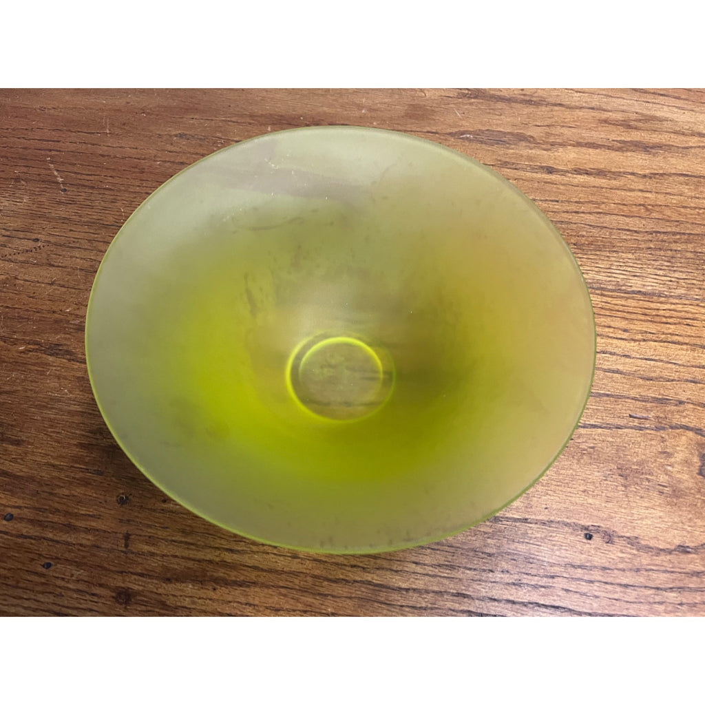 Vintage Tiffin Glass Co Canary Yellow Satin Frosted Uranium 9.25" Bowl