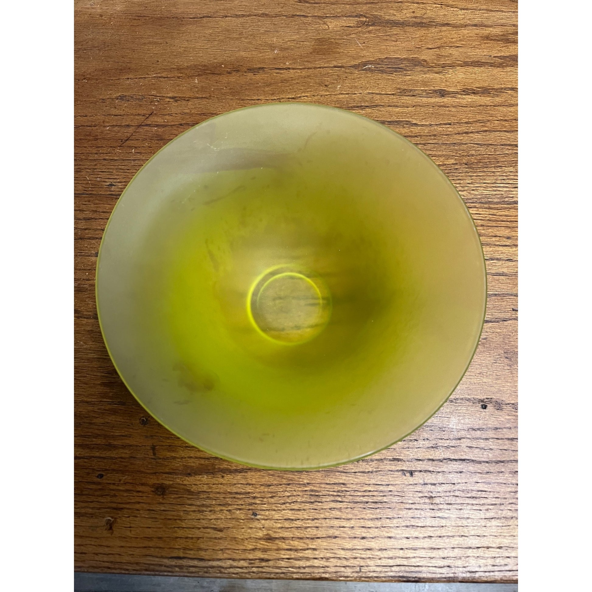 Vintage Tiffin Glass Co Canary Yellow Satin Frosted Uranium 9.25" Bowl