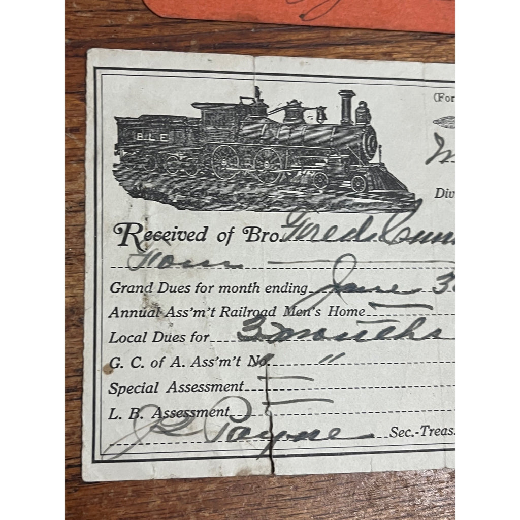1916 B.L.E. Brotherhood Locomotive Engineers + Norfolk Western N&W Railroad Card
